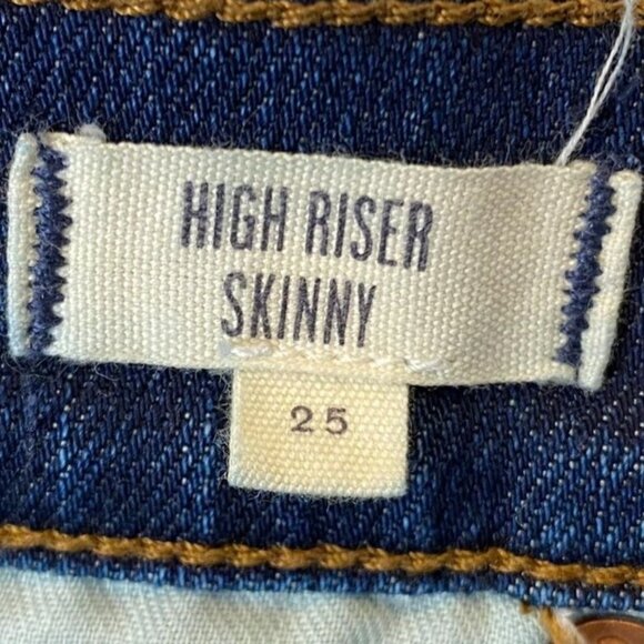 Madewell Women's Jeans Size 25 High Riser Skinny Distressed Dark Wash Stretch - Picture 4 of 13